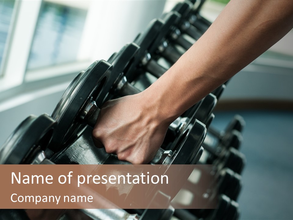 A Person Holding A Pair Of Dumbbells In Their Hand PowerPoint Template