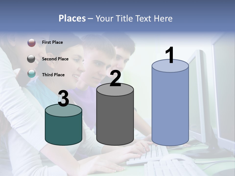 Diversity Computer Friends PowerPoint Template