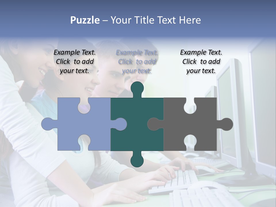 Diversity Computer Friends PowerPoint Template