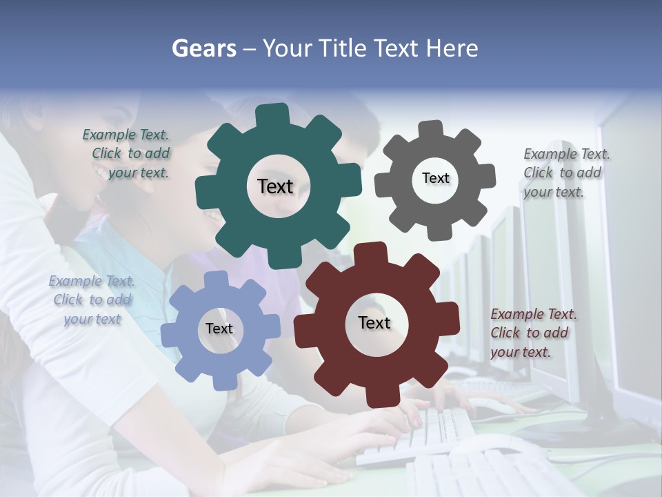 Diversity Computer Friends PowerPoint Template