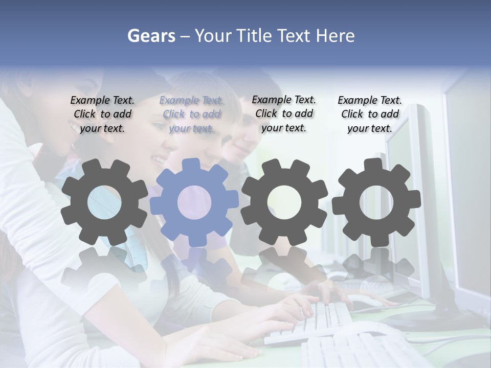 Diversity Computer Friends PowerPoint Template