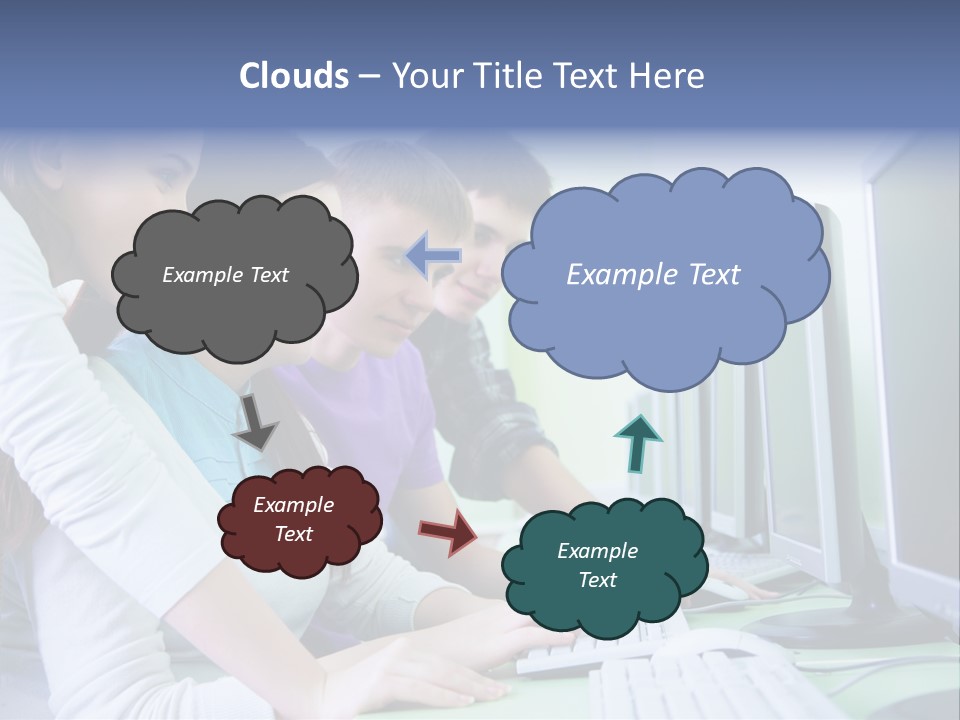 Diversity Computer Friends PowerPoint Template