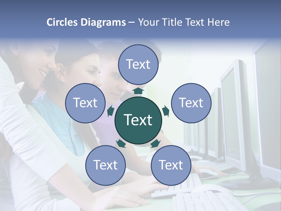 Diversity Computer Friends PowerPoint Template