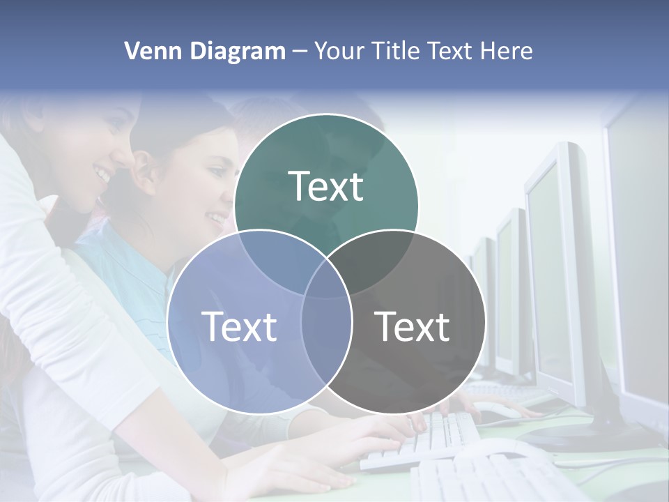 Diversity Computer Friends PowerPoint Template