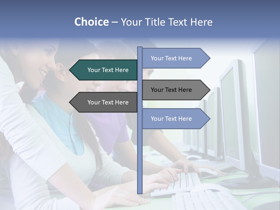 Diversity Computer Friends PowerPoint Template