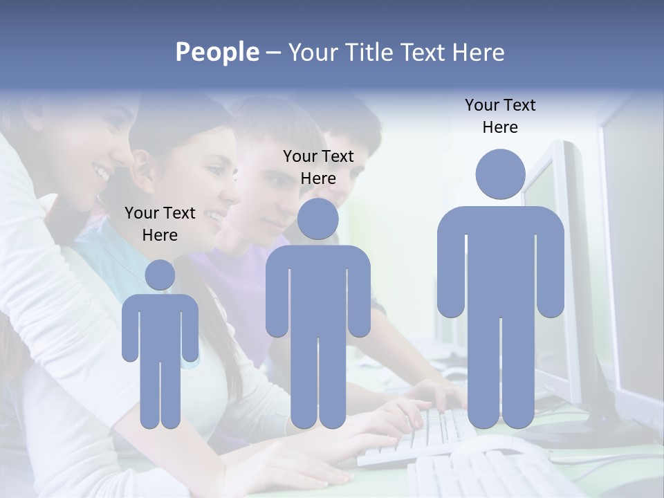 Diversity Computer Friends PowerPoint Template
