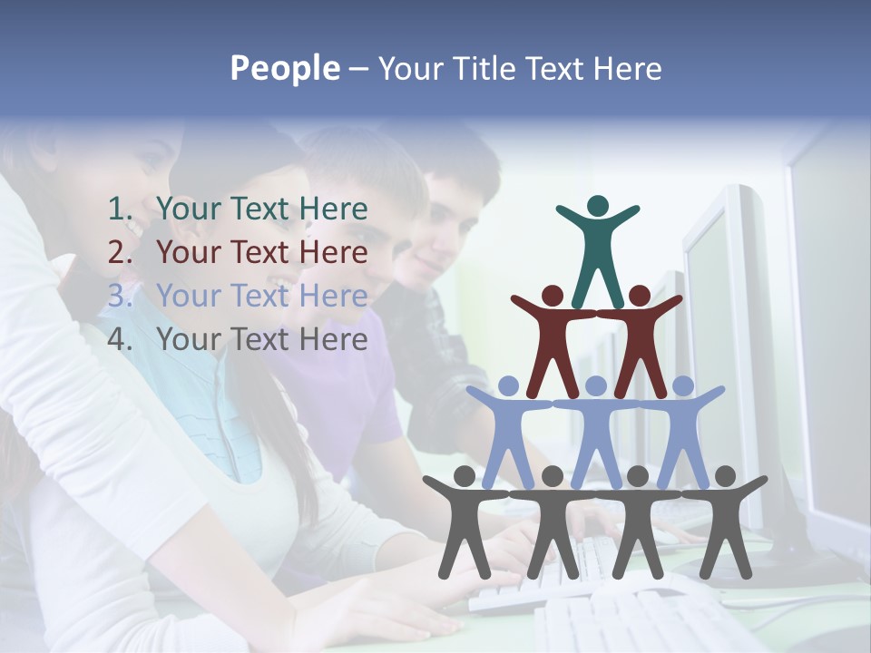 Diversity Computer Friends PowerPoint Template