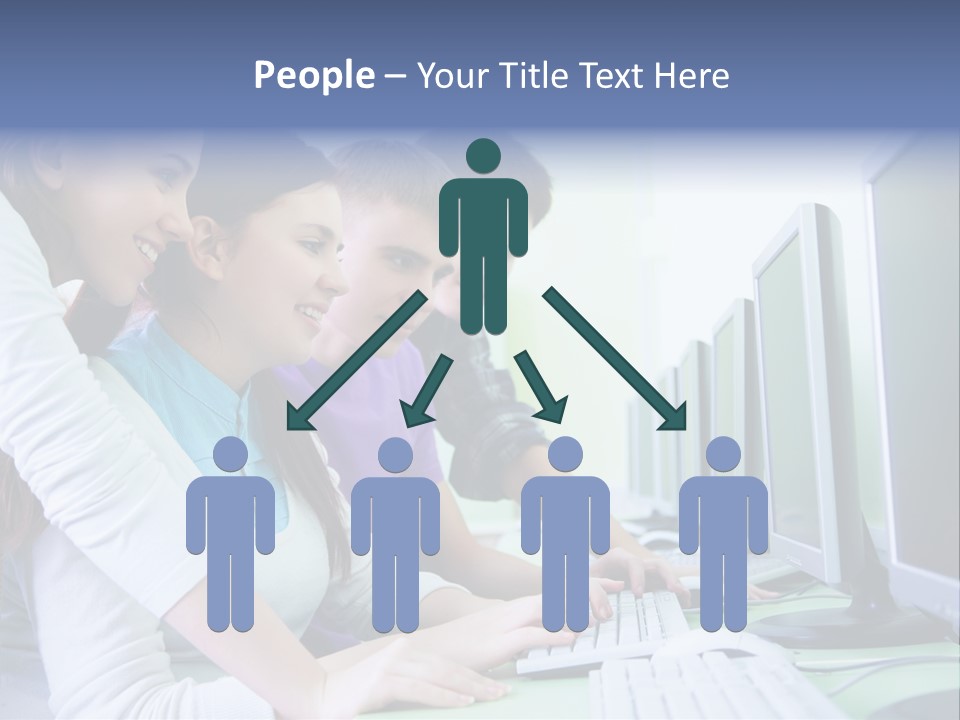 Diversity Computer Friends PowerPoint Template