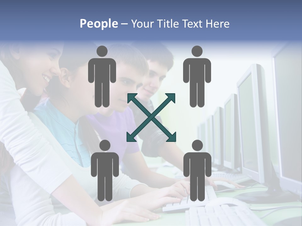 Diversity Computer Friends PowerPoint Template