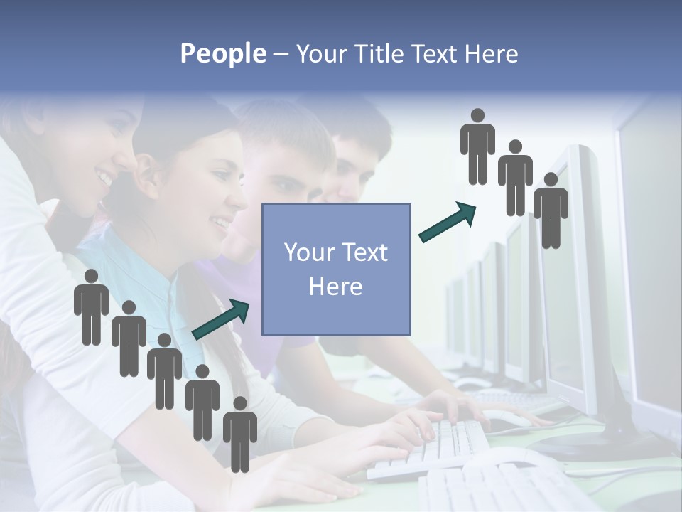 Diversity Computer Friends PowerPoint Template