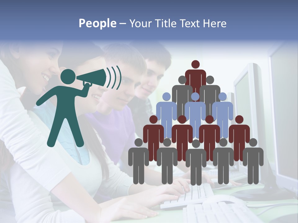 Diversity Computer Friends PowerPoint Template