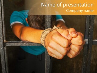 Person Hand Jail PowerPoint Template