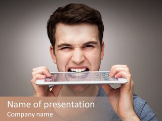 Holding Frustration Male PowerPoint Template