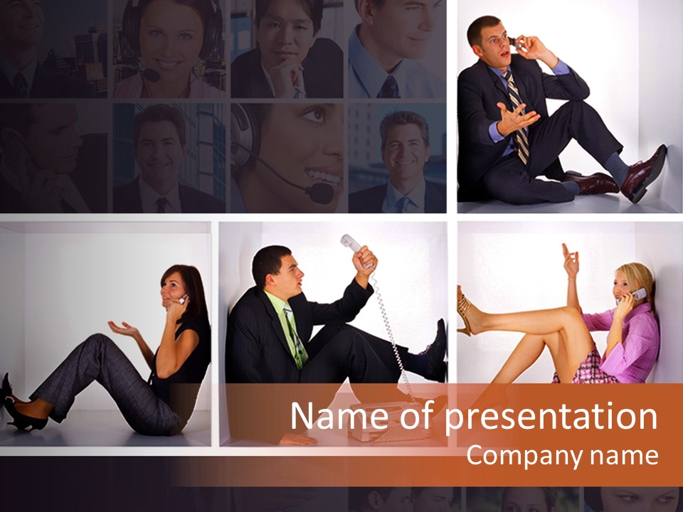 Segment Together Businesspeople PowerPoint Template