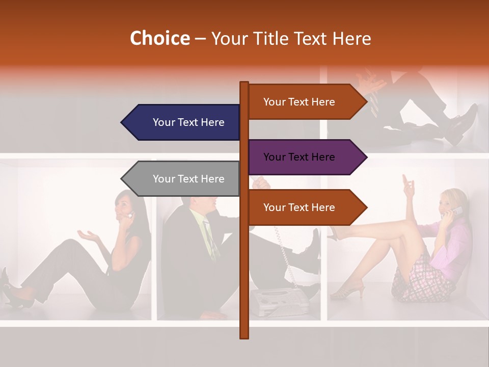 Segment Together Businesspeople PowerPoint Template