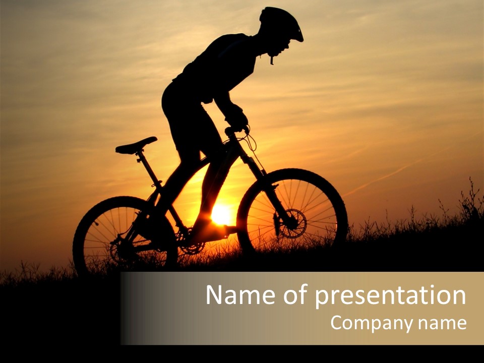 Cycling Silhouette Bike PowerPoint Template