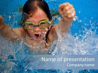 Boy Swimming Pool Skin PowerPoint Template