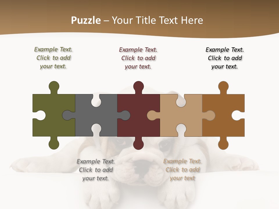 Smart Watching English Bulldog Puppy PowerPoint Template