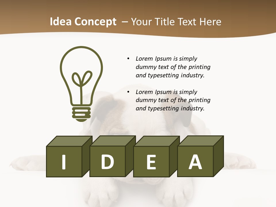 Smart Watching English Bulldog Puppy PowerPoint Template