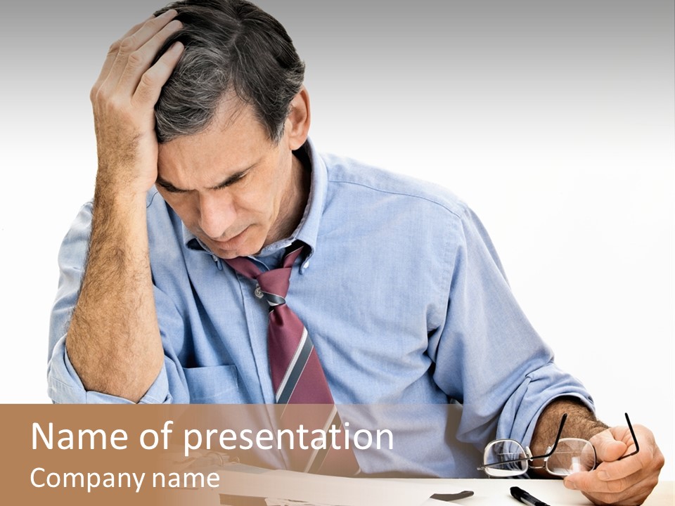 Calculator Recession Frustrated PowerPoint Template