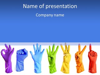 Blue Cloth Gloved PowerPoint Template