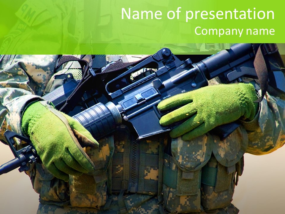 Holding American Marines PowerPoint Template