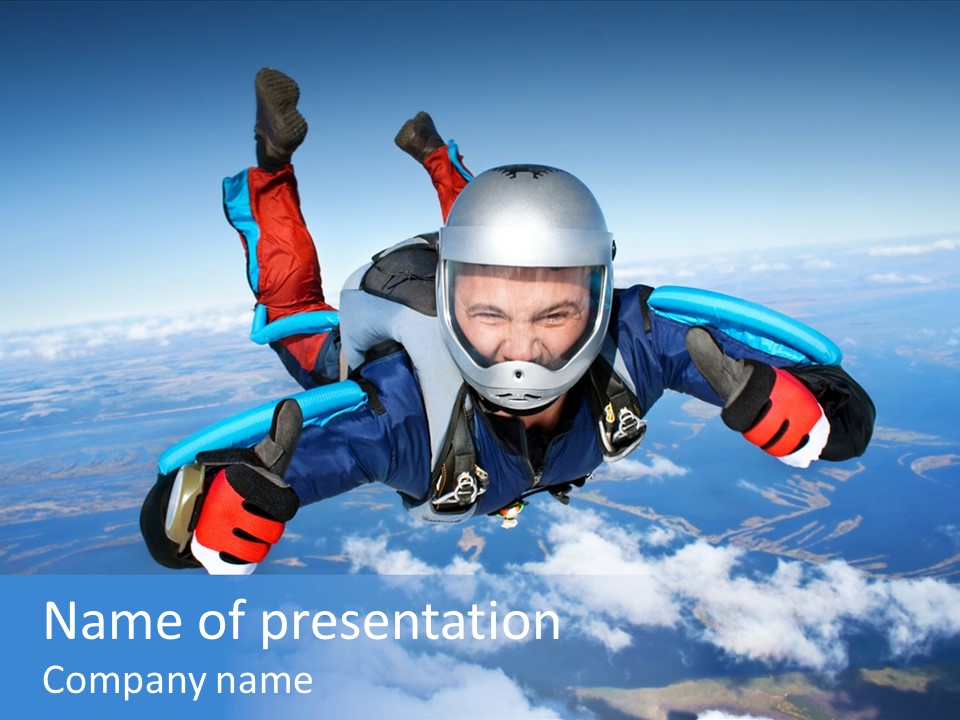 Skydiver Equipment Gladness PowerPoint Template