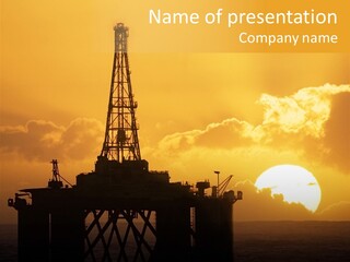 Rig Sunset Silhouette PowerPoint Template