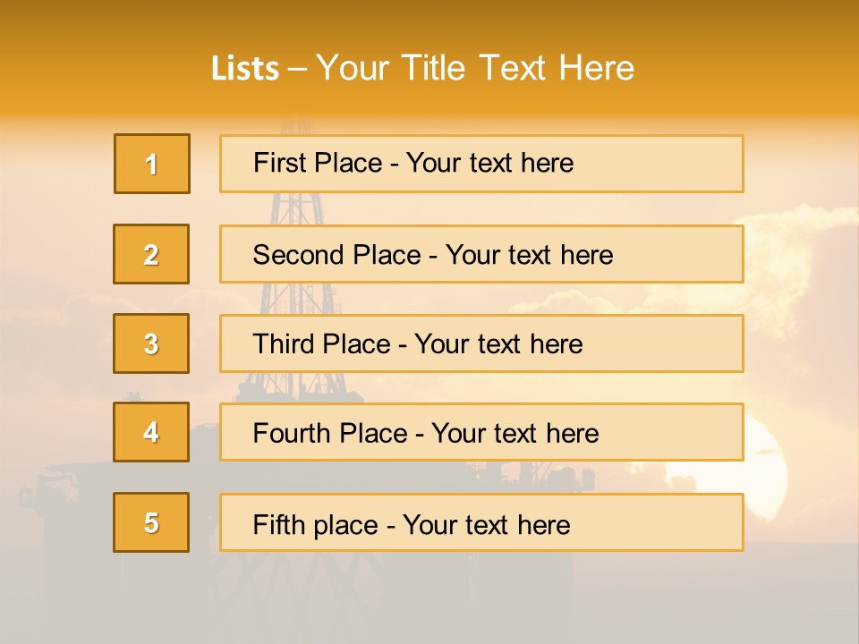 Rig Sunset Silhouette PowerPoint Template