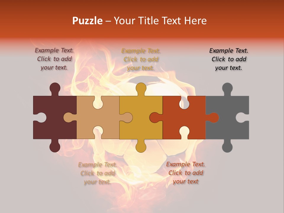 Flame Shape Pentagon PowerPoint Template