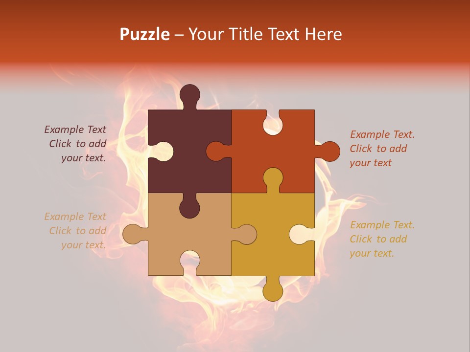 Flame Shape Pentagon PowerPoint Template