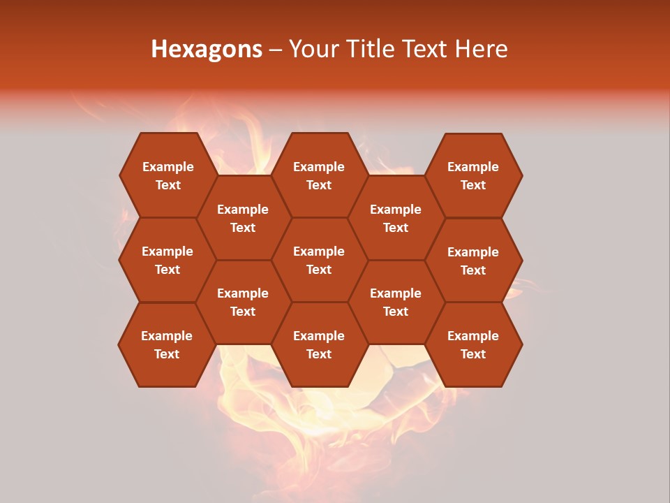 Flame Shape Pentagon PowerPoint Template