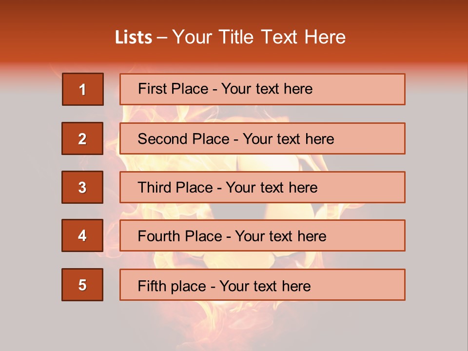 Flame Shape Pentagon PowerPoint Template