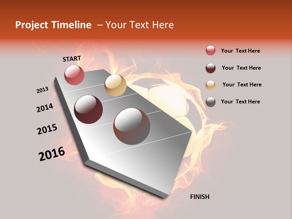 Flame Shape Pentagon PowerPoint Template