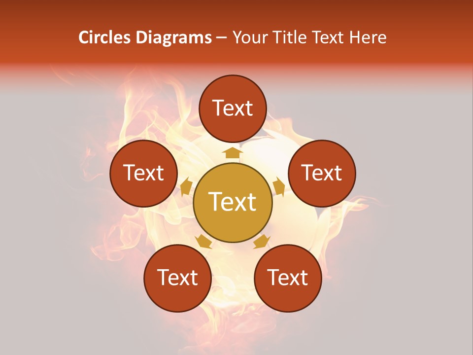 Flame Shape Pentagon PowerPoint Template