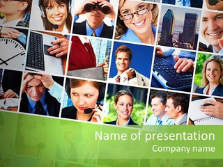 Background Building Woman PowerPoint Template