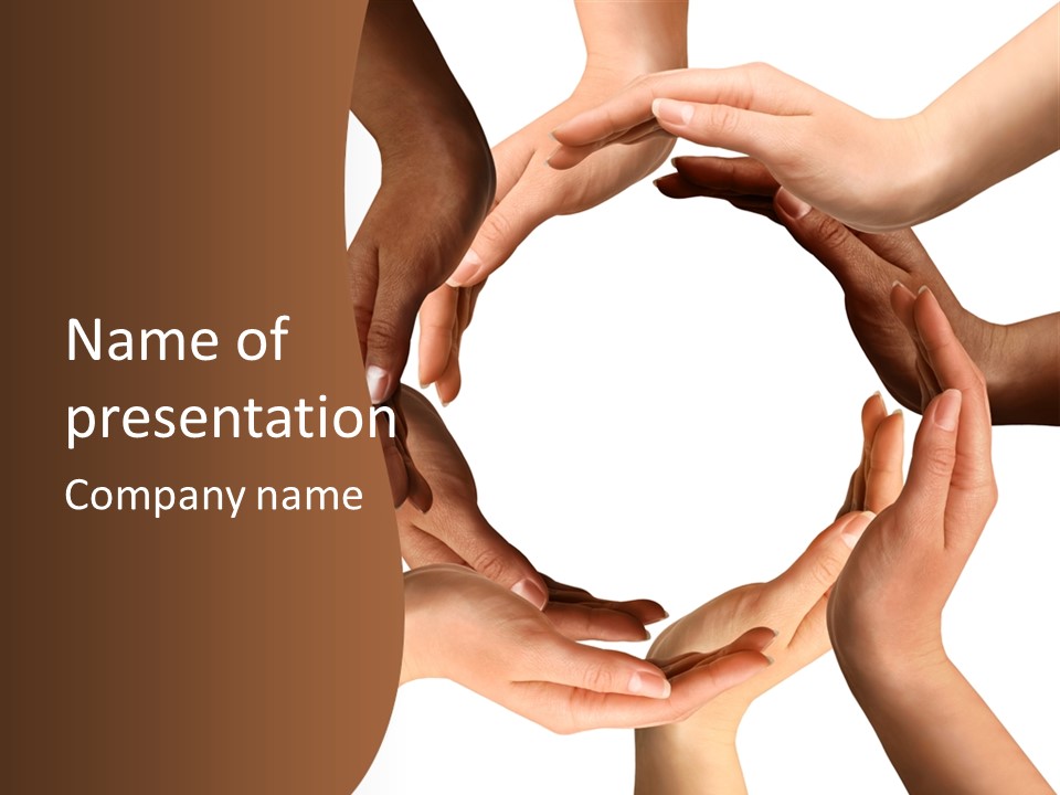 Multiracial Hands Synergy PowerPoint Template