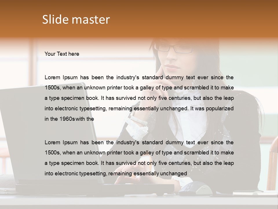 Center Woman Business PowerPoint Template