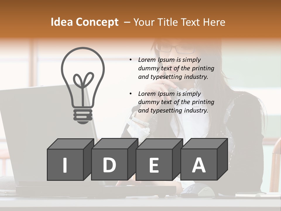 Center Woman Business PowerPoint Template