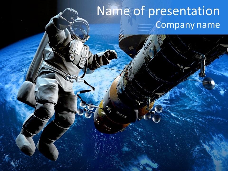 Spaceship Shuttle View PowerPoint Template