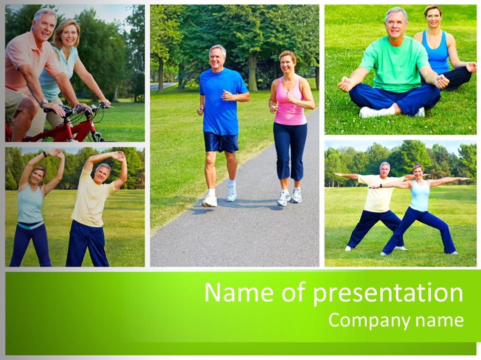 Family Mature Jog PowerPoint Template