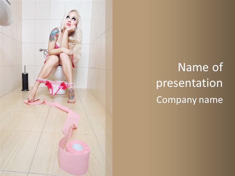 Female Loo Pee PowerPoint Template