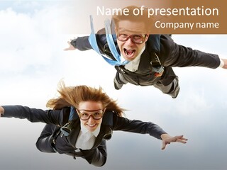 Parachute Screaming Woman PowerPoint Template