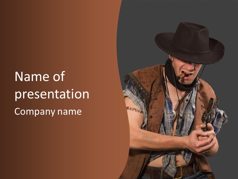 Revolver Glare Cow Boy PowerPoint Template