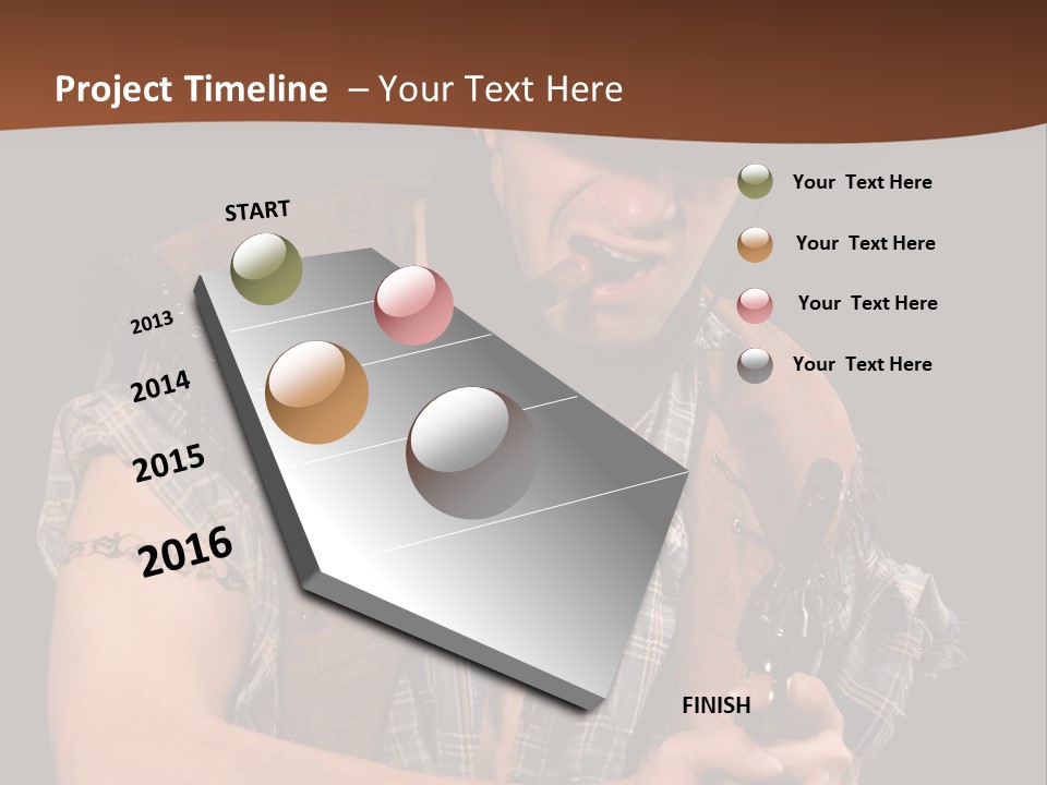 Revolver Glare Cow Boy PowerPoint Template
