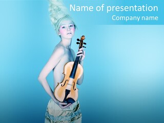 Strings Girl Naked PowerPoint Template