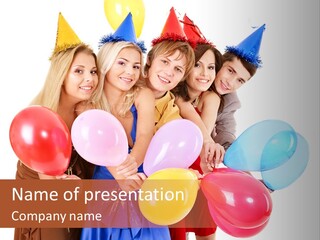 Crowd Happiness Girl PowerPoint Template