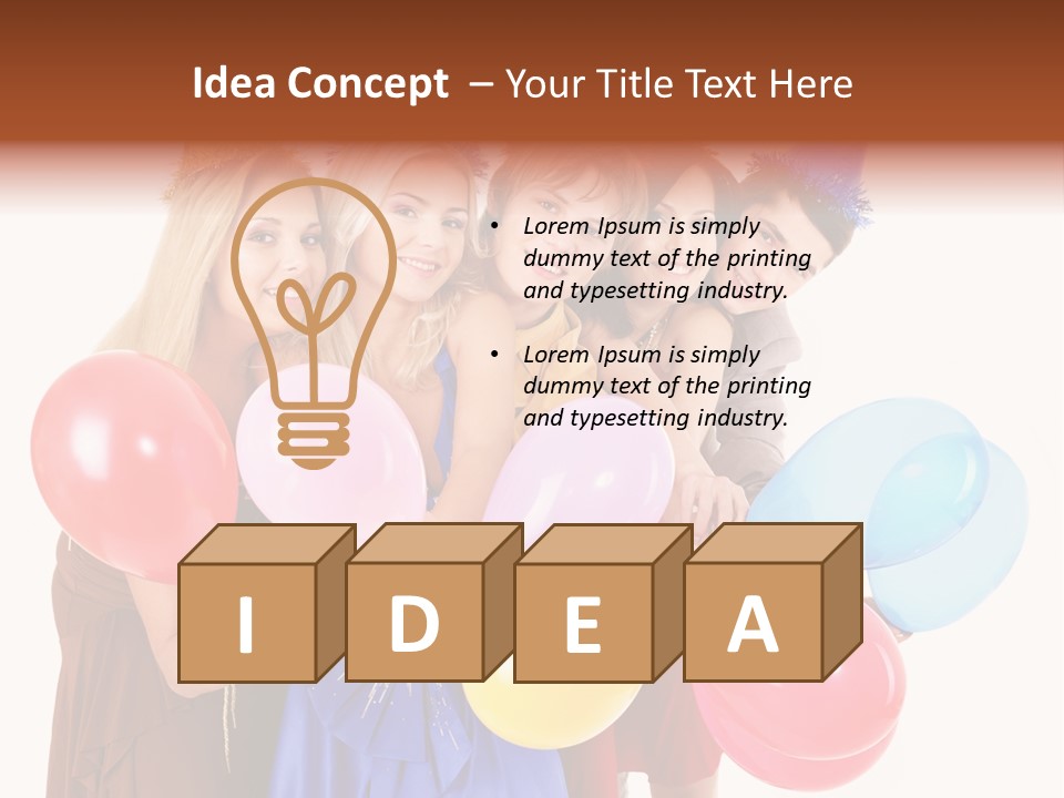 Crowd Happiness Girl PowerPoint Template