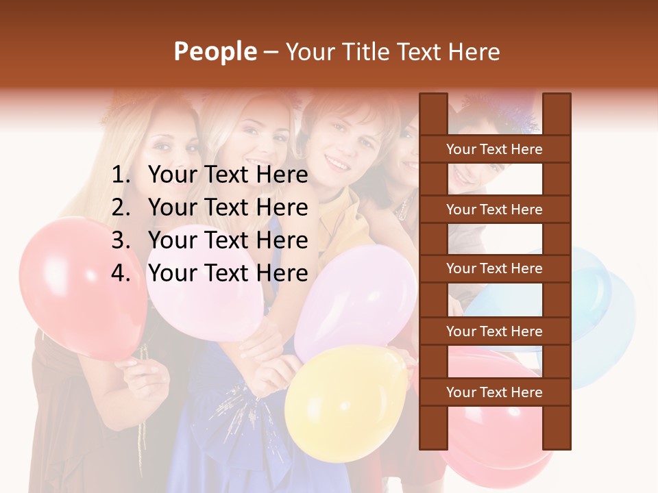 Crowd Happiness Girl PowerPoint Template