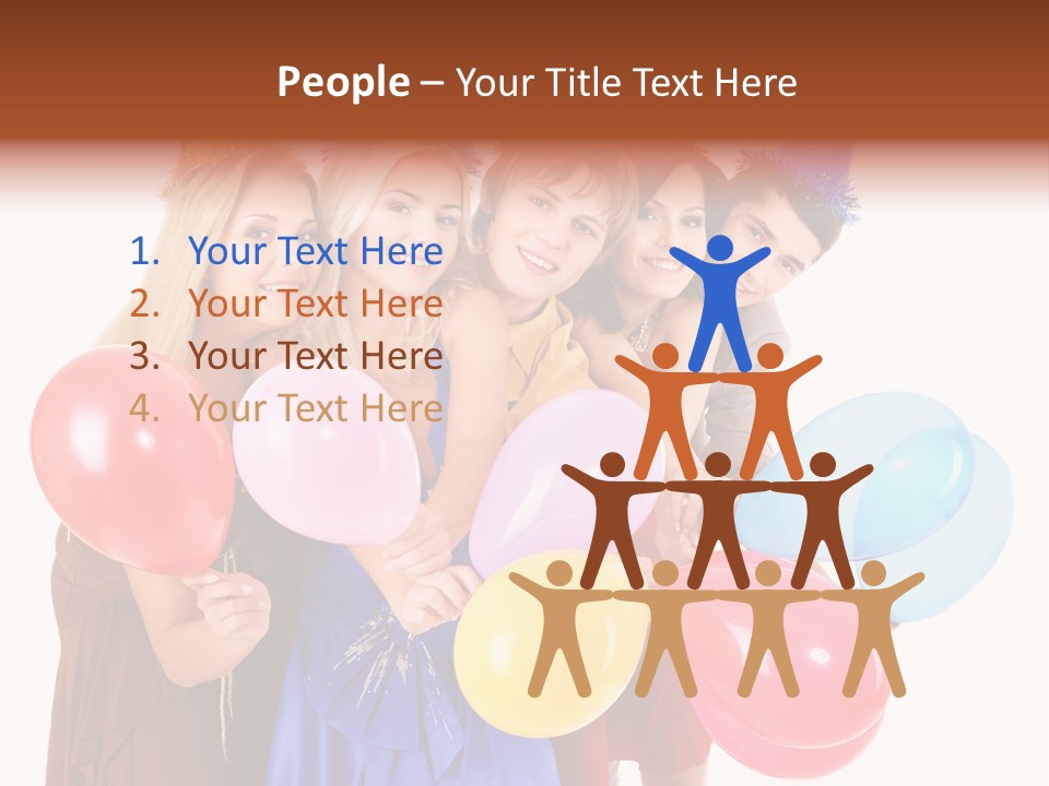 Crowd Happiness Girl PowerPoint Template